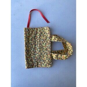 Floral Fabric Book Cover with Handles & Ribbon Bookmark Yellow Red Blue